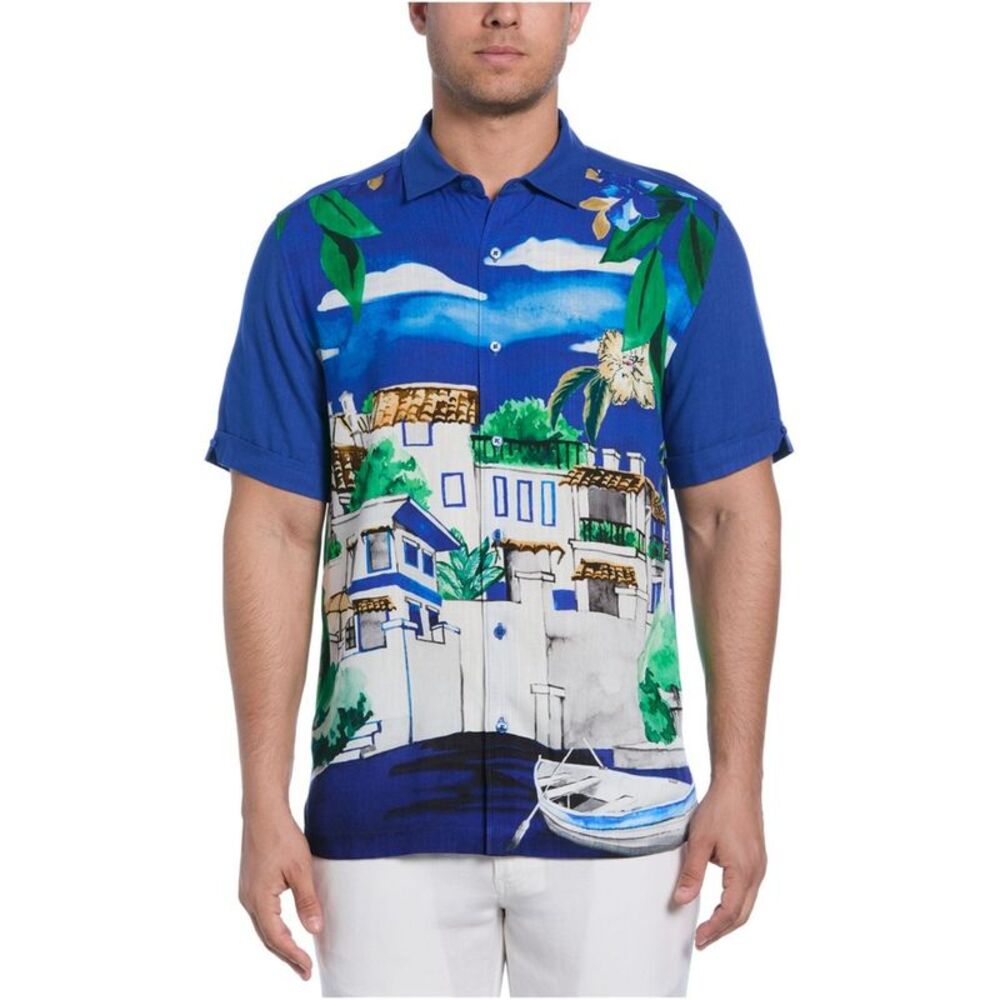 CubAvera Mens Scenic Print Button Up Shirt, NWT